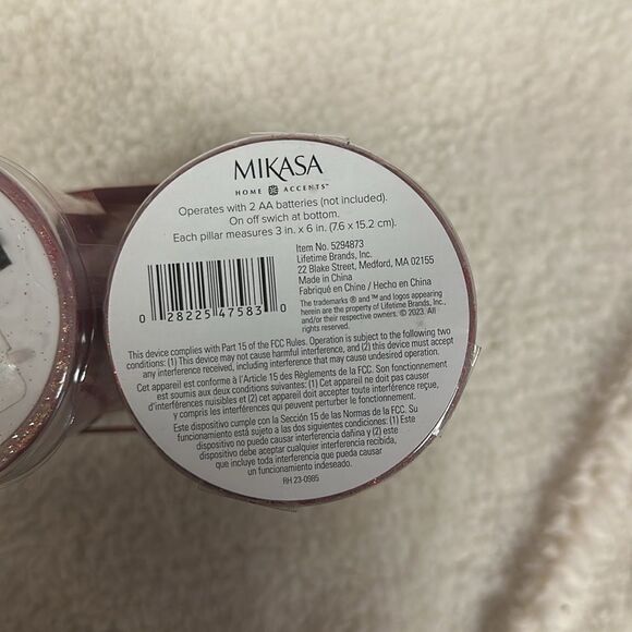 Mikasa set of 2 Christmas Holiday Red Half Glitter LED Wax Pillars - Picture 8 of 8